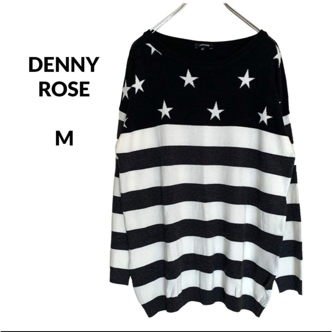 DENNYROSE(デニーローズ)のDENNY ROSE デニーローズ 薄手 星ボーダー柄 長袖ニット M レディースのトップス(ニット/セーター)の商品写真