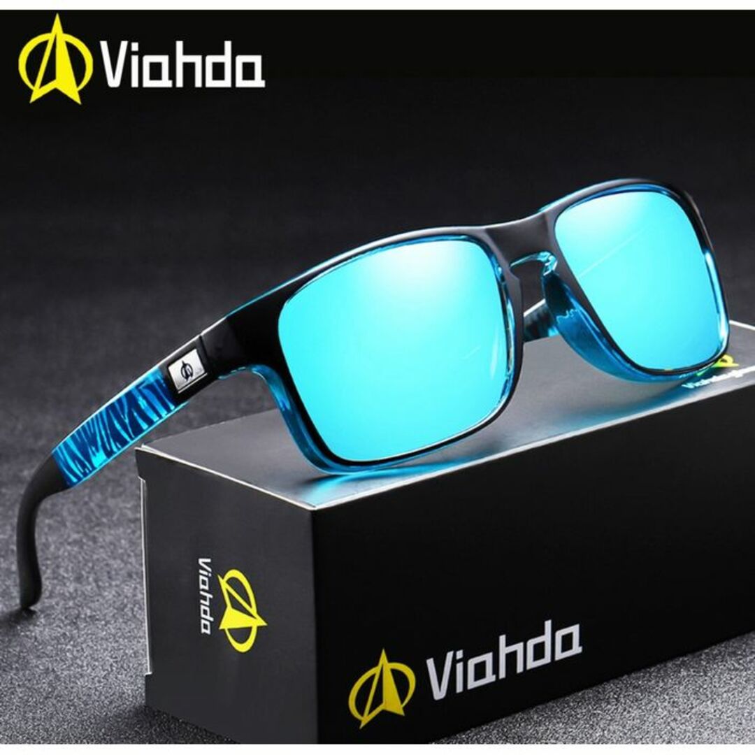 viahdaのミラーサングラス偏光レンズ  送料無料 ブルーレンズ メンズのファッション小物(サングラス/メガネ)の商品写真