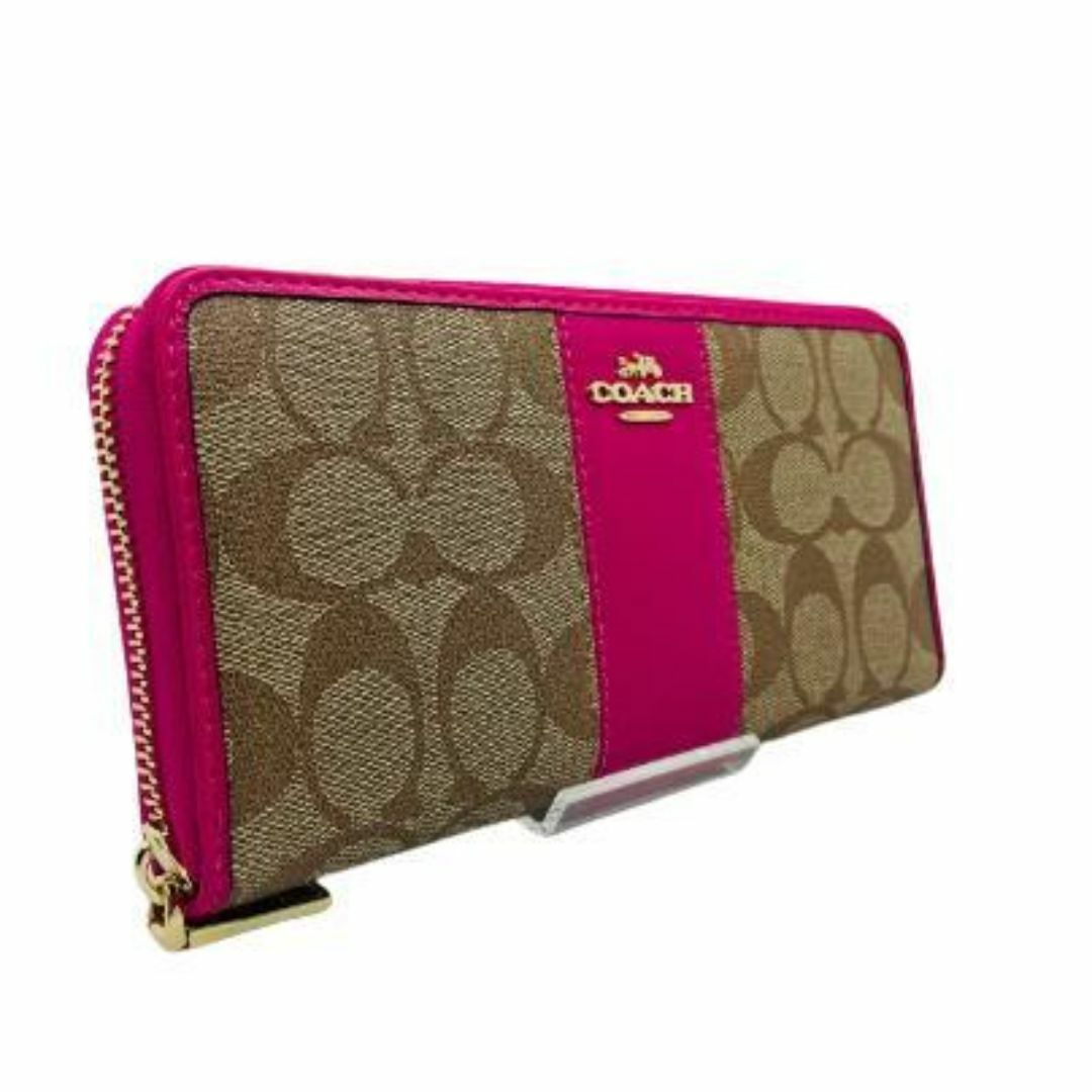 COACH(コーチ)の✨【新品未使用】COACH 長財布 シグネチャー カーキ　ピンク　ダリアピンク レディースのファッション小物(財布)の商品写真