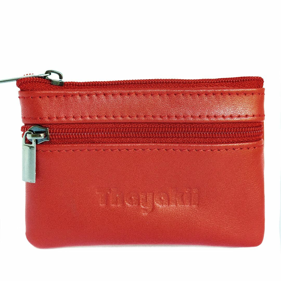【サイズ:S_色:赤】Thayakii 本革財布、カードケース、ジッパー付きキー レディースのバッグ(その他)の商品写真