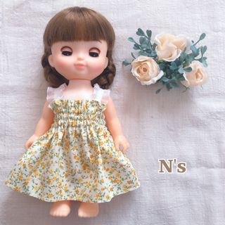 ソラン♡メルちゃん  イエロー花柄シャーリングワンピース(その他)