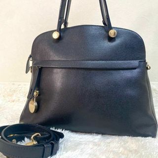 フルラ(Furla)の【極美品】　FURLA ハンドバッグ　パイパー　ブラック　ショルダーバッグ(ショルダーバッグ)