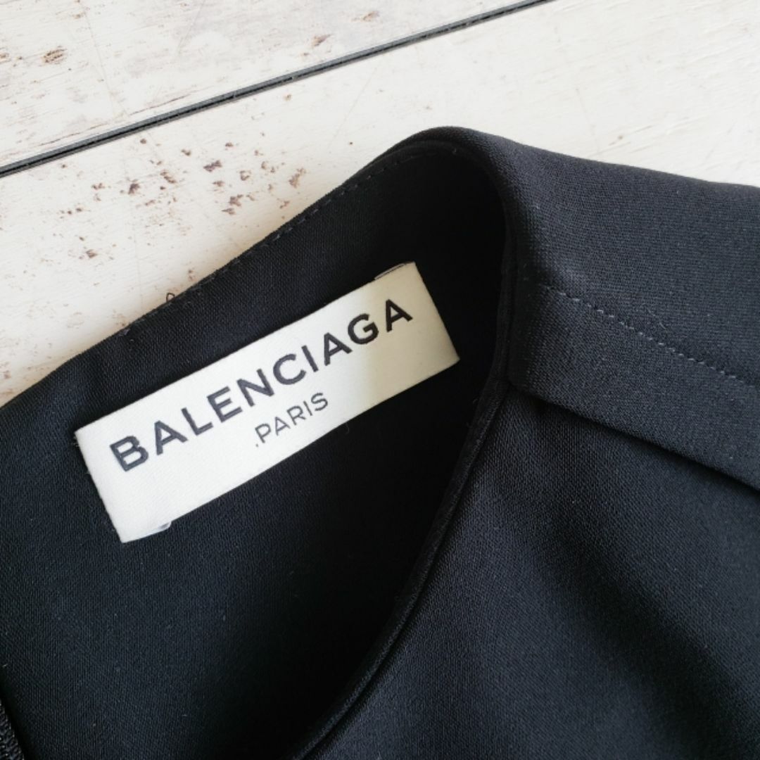 Balenciaga(バレンシアガ)のバレンシアガ BALENCIAGA ☆ラグラン ワンピース 34 伊製 黒 半袖 レディースのワンピース(ひざ丈ワンピース)の商品写真