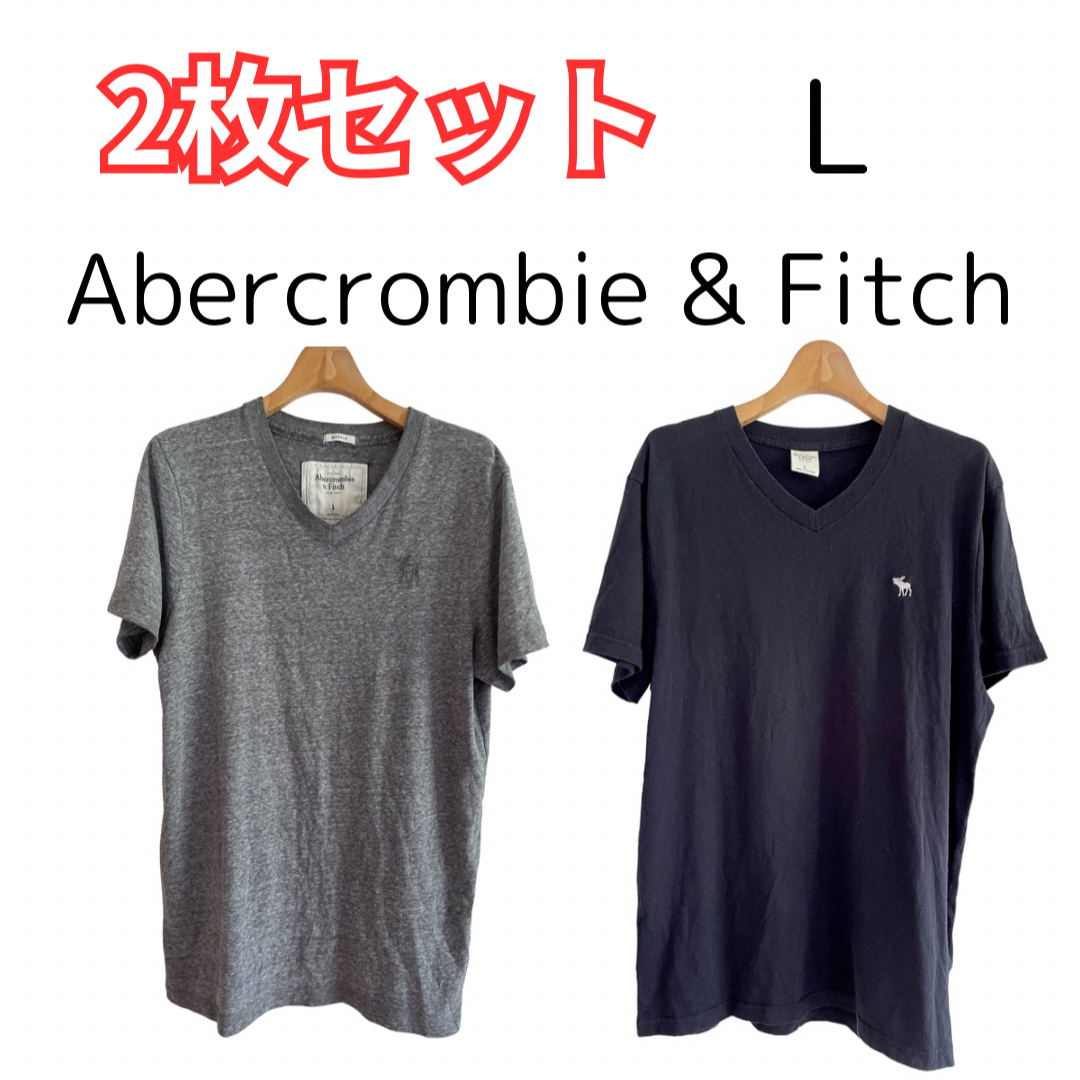 Abercrombie&Fitch(アバクロンビーアンドフィッチ)の【ワケアリ セット】アバクロンビー&フィッチ Tシャツ ブラック グレー L メンズのトップス(Tシャツ/カットソー(半袖/袖なし))の商品写真