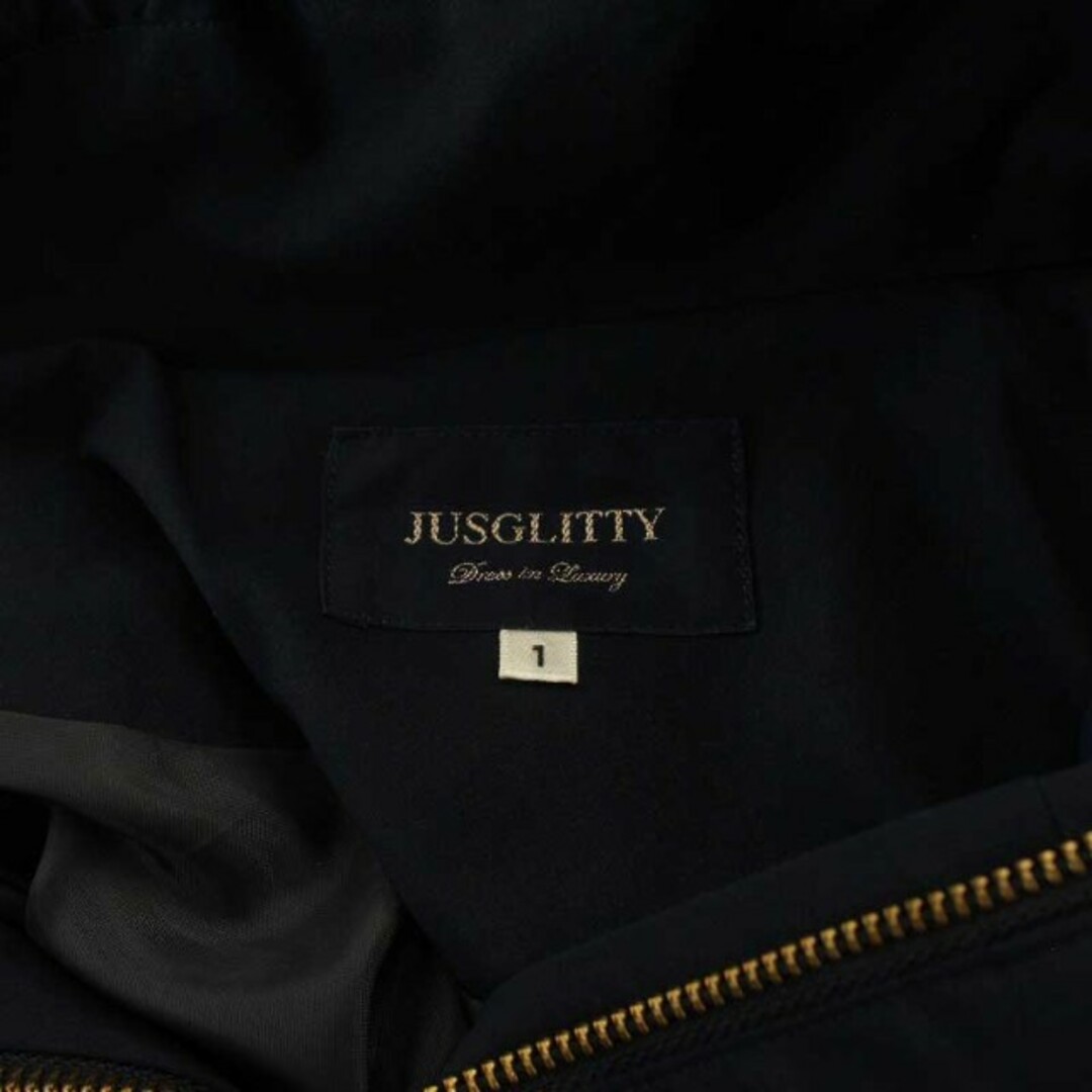 JUSGLITTY(ジャスグリッティー)のジャスグリッティー ショートブルゾン ブルゾン ジャケット フード 1 S 紺 レディースのジャケット/アウター(ブルゾン)の商品写真