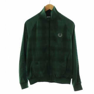 フレッドペリー(FRED PERRY)のFRED PERRY トラックジャケット ジップアップ チェック柄 M 緑(ブルゾン)