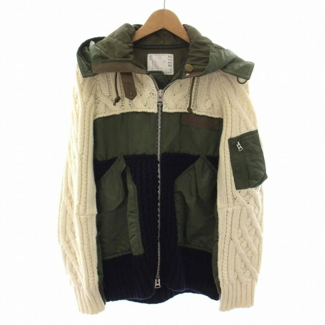 sacai(サカイ)のsacai CABLE KNIT MA-1 JACKET ジャケット 1 カーキ メンズのジャケット/アウター(ブルゾン)の商品写真