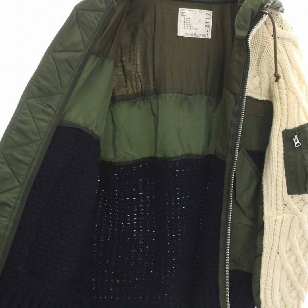 sacai(サカイ)のsacai CABLE KNIT MA-1 JACKET ジャケット 1 カーキ メンズのジャケット/アウター(ブルゾン)の商品写真