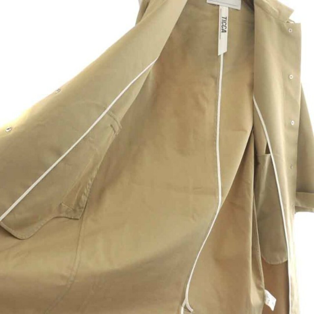 ティッカ スプリングコート ロング フード スタンドカラー F ベージュ レディースのジャケット/アウター(スプリングコート)の商品写真