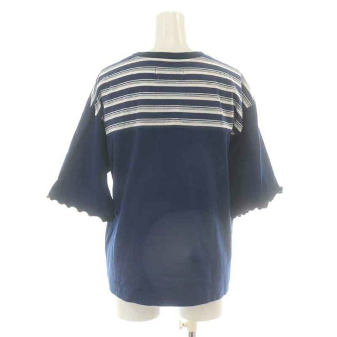 ミュベール Tシャツ カットソー 半袖 クルーネック 切替 40 L 紺 白 赤 レディースのトップス(Tシャツ(半袖/袖なし))の商品写真