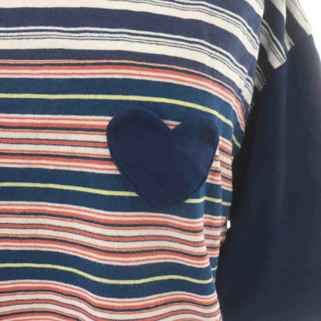 ミュベール Tシャツ カットソー 半袖 クルーネック 切替 40 L 紺 白 赤 レディースのトップス(Tシャツ(半袖/袖なし))の商品写真