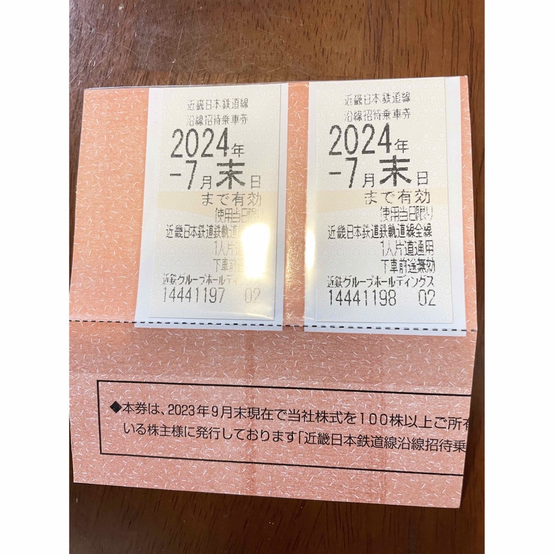 近鉄 乗車券 株主優待 2枚 セット 7月末 名古屋 難波 全線 片道 チケットの乗車券/交通券(鉄道乗車券)の商品写真