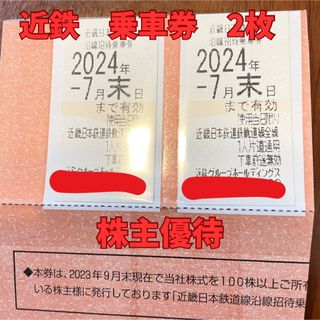 近鉄 乗車券 株主優待 2枚 セット 7月末 名古屋 難波 全線 片道(鉄道乗車券)