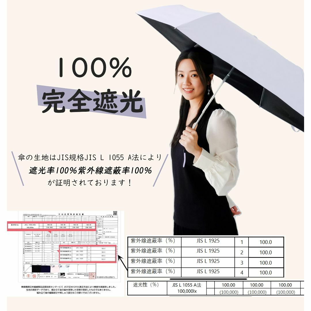 【色: ホワイト×モカ色】折りたたみ傘 日傘 uvカット 100 遮光 自動開閉 レディースのファッション小物(その他)の商品写真