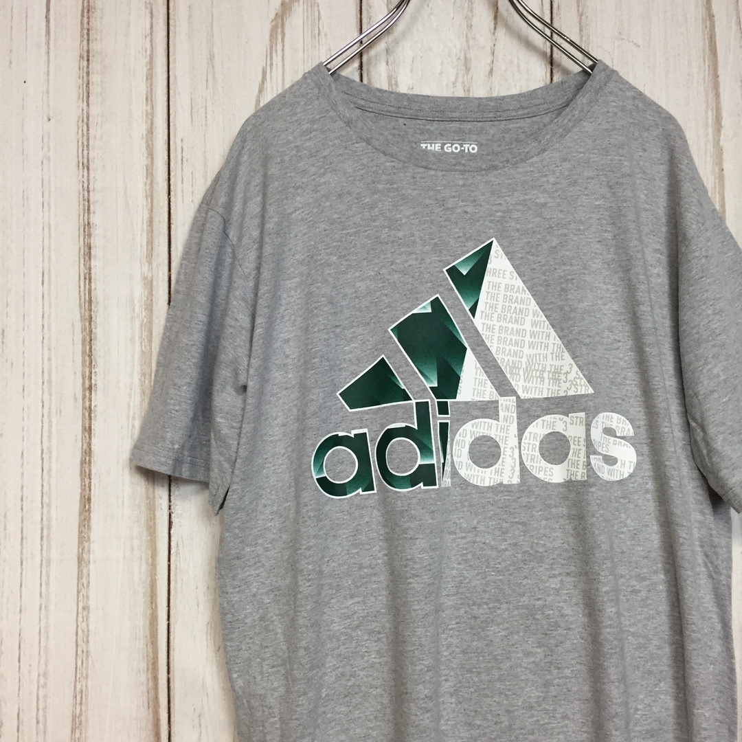 adidas(アディダス)の【アディダス 半袖ビッグロゴTシャツ】L グレー adidas 古着 メンズのトップス(Tシャツ/カットソー(半袖/袖なし))の商品写真