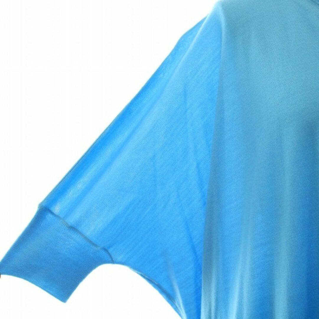 Drawer(ドゥロワー)のドゥロワー ニットワンピース ミモレ ロング 半袖 薄手 ウール F 水色 レディースのワンピース(ロングワンピース/マキシワンピース)の商品写真