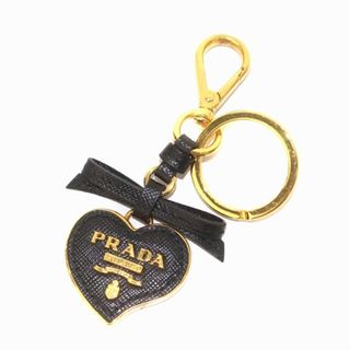 プラダ(PRADA)のプラダ PRADA キーホルダー ストラップ ハート ロゴ リボン 黒(その他)