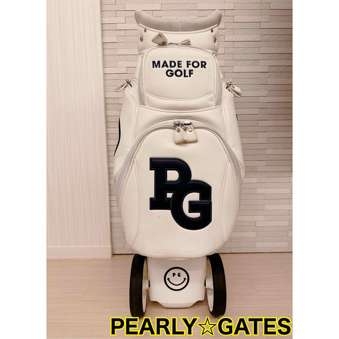 PEARLY GATES(パーリーゲイツ)のパーリーゲイツ　キャディバッグ　タイヤ付き　正規品　白　ホワイト スポーツ/アウトドアのゴルフ(バッグ)の商品写真