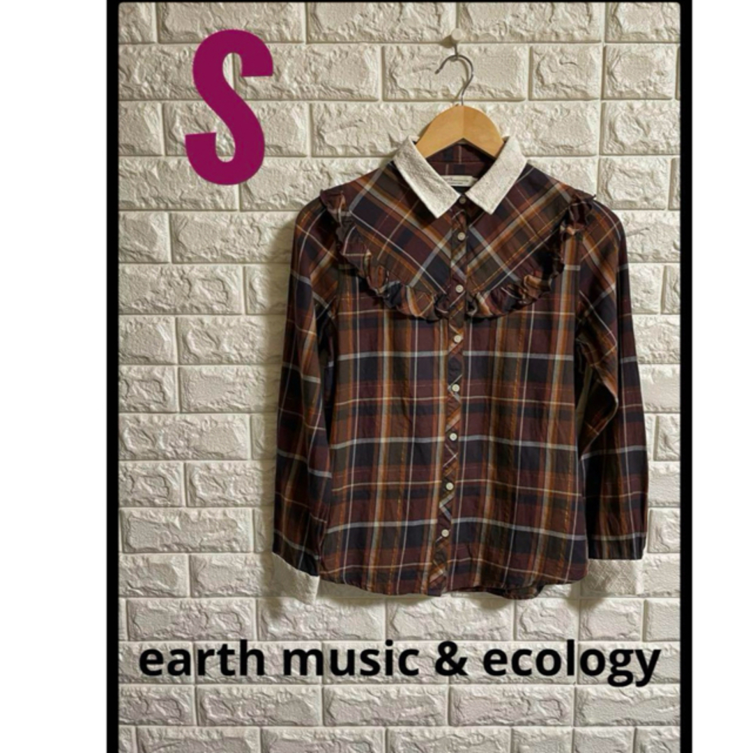 earth music & ecology(アースミュージックアンドエコロジー)のearth music & ecology ラメチェック衿レースフリルブラウスS レディースのトップス(シャツ/ブラウス(長袖/七分))の商品写真