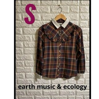 アースミュージックアンドエコロジー(earth music & ecology)のearth music & ecology ラメチェック衿レースフリルブラウスS(シャツ/ブラウス(長袖/七分))