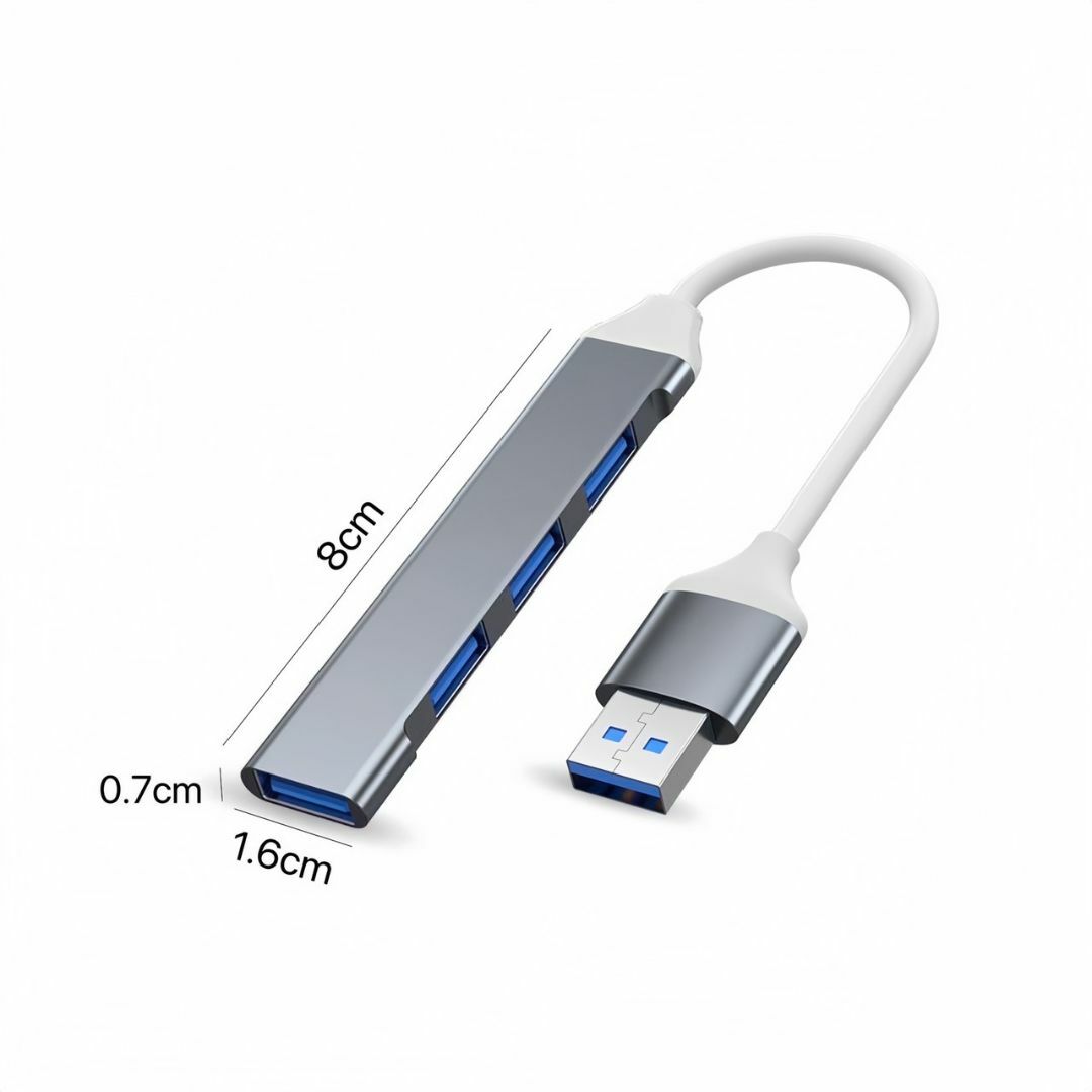 USBハブ 4ポート USB ハブ USB HUB 高速 USB3.0 ケーブル スマホ/家電/カメラのPC/タブレット(PC周辺機器)の商品写真