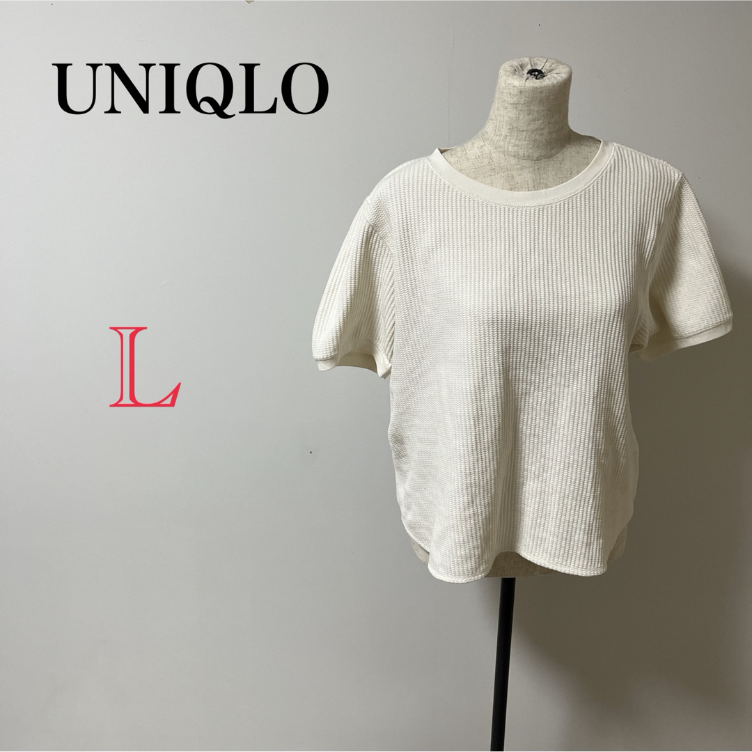 UNIQLO(ユニクロ)の【UNIQLO】レディース　シャツ　ブラウス　カットソー　ホワイト　ブラウス レディースのトップス(シャツ/ブラウス(半袖/袖なし))の商品写真