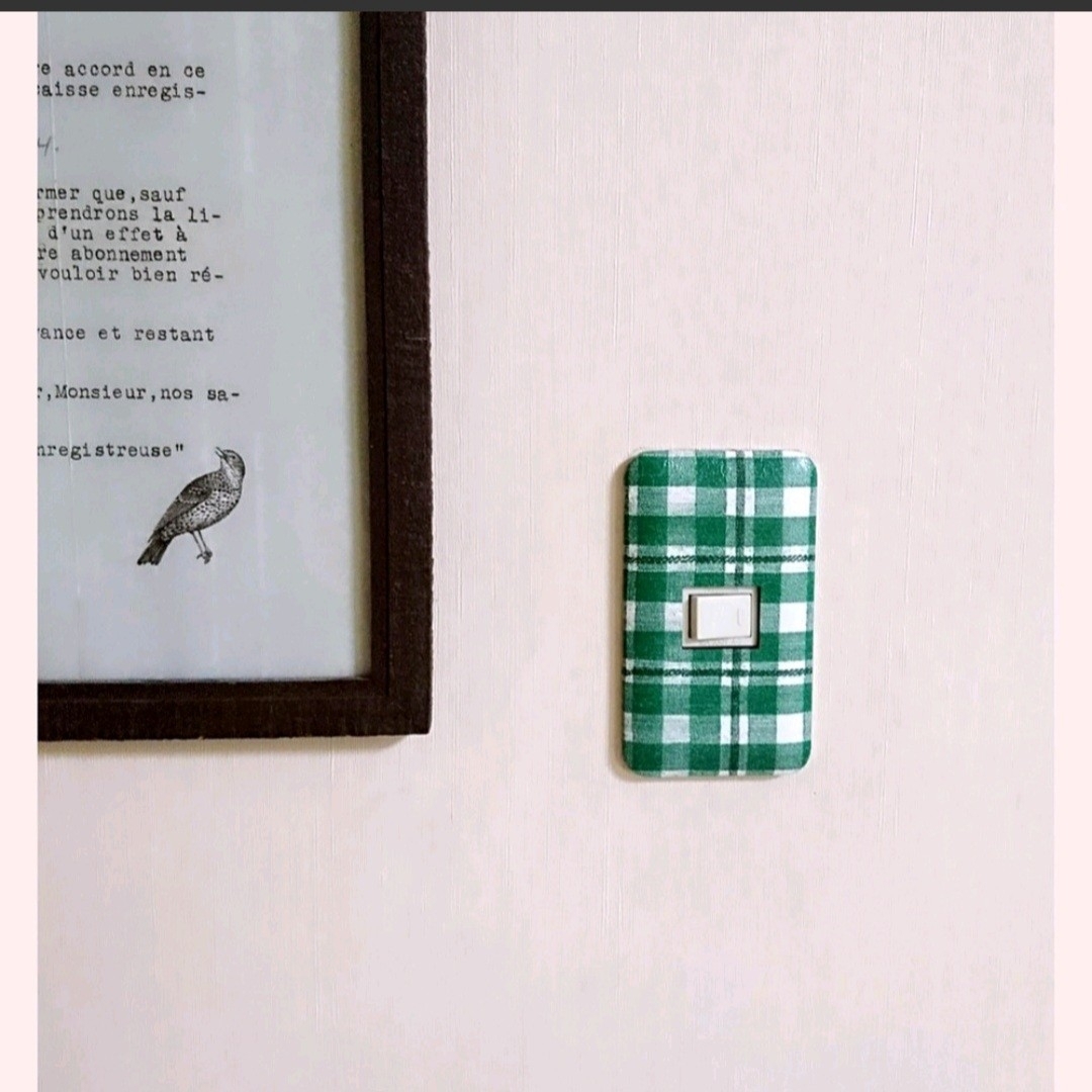 かすれグリーンチェック3口タイプ DIY ハンドメイドのインテリア/家具(インテリア雑貨)の商品写真