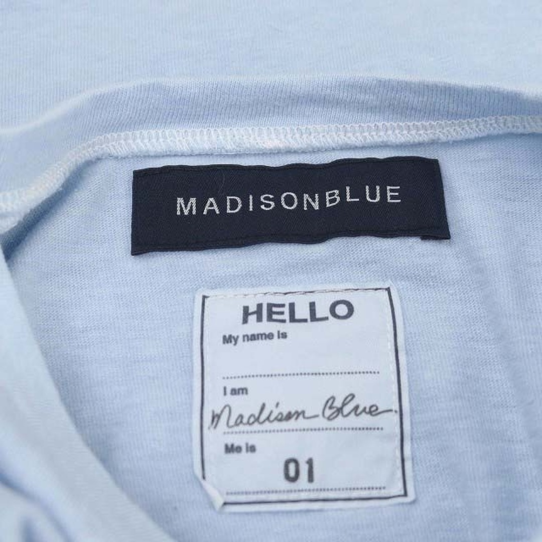 MADISONBLUE(マディソンブルー)のマディソンブルー Tシャツ カットソー 半袖 プルオーバー S グレー 青 レディースのトップス(Tシャツ(半袖/袖なし))の商品写真