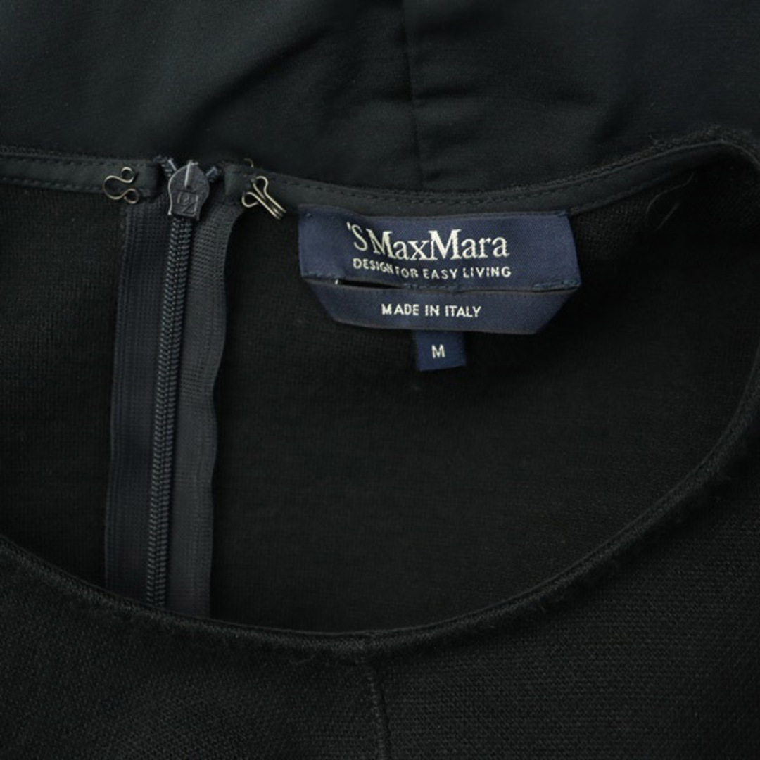 Sマックスマーラ ニット切替ワンピース 膝丈 長袖 ラムレザー イタリア製 M レディースのワンピース(ひざ丈ワンピース)の商品写真