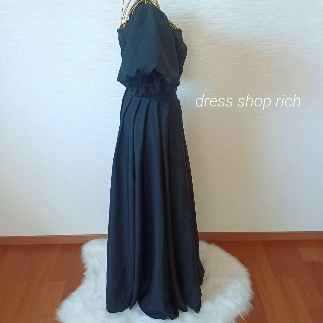 ウェディングドレス　黒　オフショルダー　パフスリーブ　結婚式　前撮り　M　高見え レディースのフォーマル/ドレス(ウェディングドレス)の商品写真