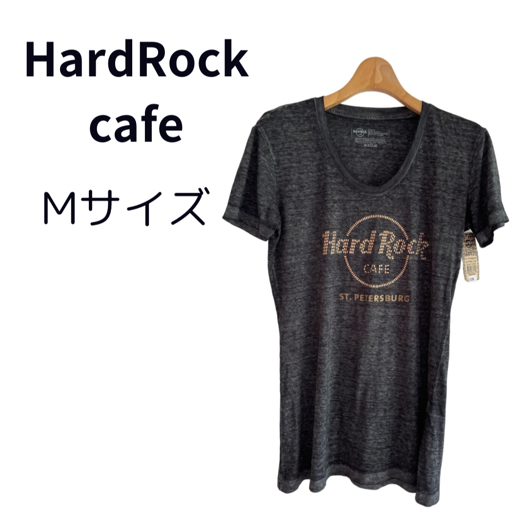 【新品】ハードロックカフェ グレー Tシャツ 半袖  コットン M 綺麗 レディースのトップス(Tシャツ(半袖/袖なし))の商品写真