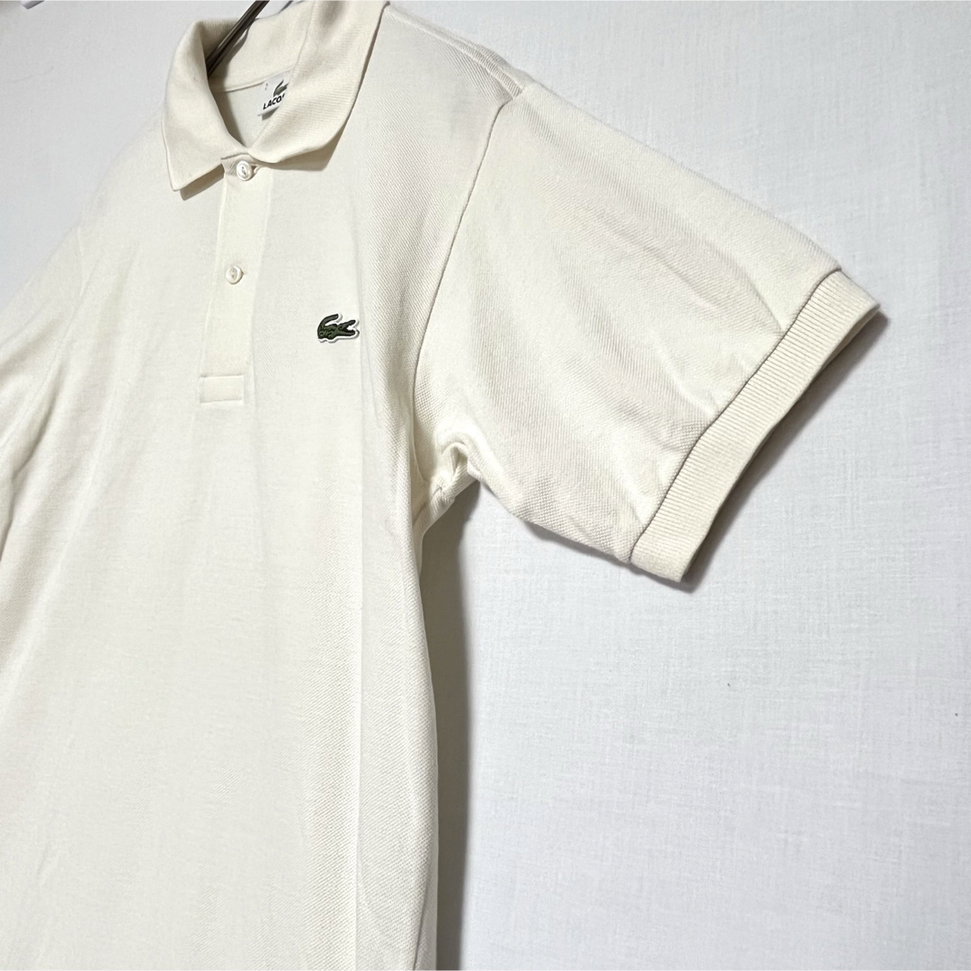 LACOSTE(ラコステ)の【美品!!】 LACOSTE 半袖 ポロシャツ 鹿の子 白 ホワイト ロゴ刺繍 メンズのトップス(ポロシャツ)の商品写真