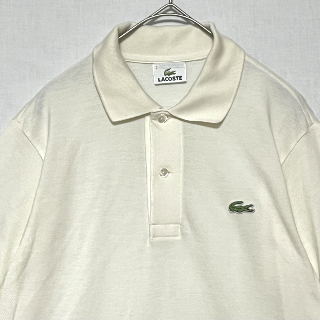 LACOSTE(ラコステ)の【美品!!】 LACOSTE 半袖 ポロシャツ 鹿の子 白 ホワイト ロゴ刺繍 メンズのトップス(ポロシャツ)の商品写真