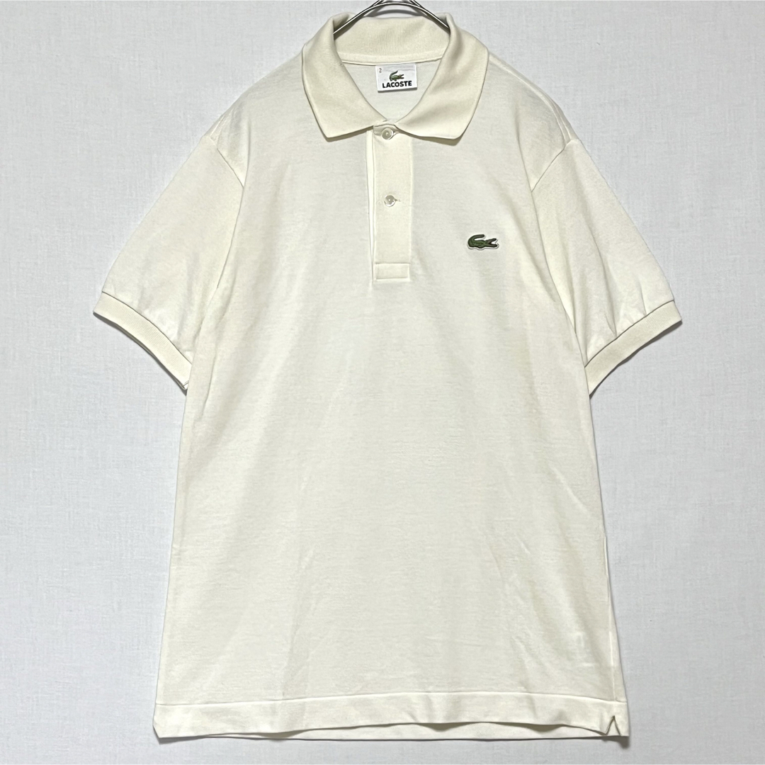 LACOSTE(ラコステ)の【美品!!】 LACOSTE 半袖 ポロシャツ 鹿の子 白 ホワイト ロゴ刺繍 メンズのトップス(ポロシャツ)の商品写真