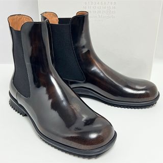 マルタンマルジェラ(Maison Martin Margiela)の40 新品 メゾンマルジェラ サイドゴア アンクル ロゴ ブーツ ブラウン(ブーツ)