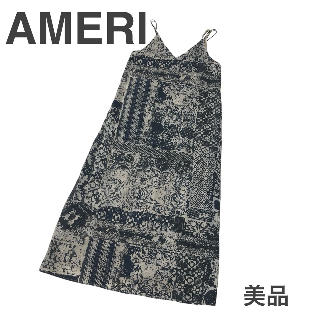 Ameri VINTAGE(アメリヴィンテージ)の希少 AMERI アメリ LACE PAINTING CAMI DRESS  レディースのワンピース(ロングワンピース/マキシワンピース)の商品写真