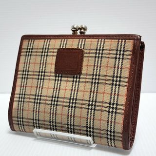 BURBERRY - BURBERRY バーバリー 二つ折り ノバチェック ブラウン レザー ガマ口