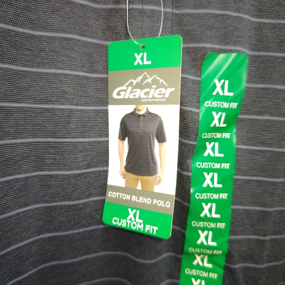 GLACIER(グラシア)のメンズ ポロシャツ ストライプ ネイビー ストレッチ 半袖 XLサイズ メンズのトップス(ポロシャツ)の商品写真