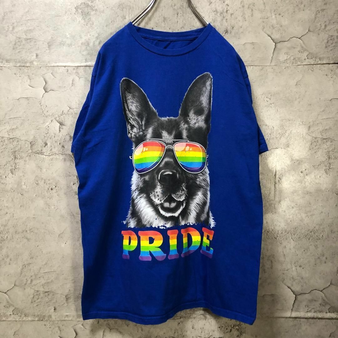 PRIDE シェパード サングラス 虹 アメリカ古着 Tシャツ メンズのトップス(Tシャツ/カットソー(半袖/袖なし))の商品写真