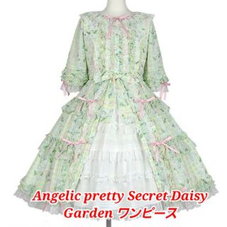 アンジェリックプリティー(Angelic Pretty)のAngelic pretty Secret DaisyGardenワンピース 緑(ひざ丈ワンピース)