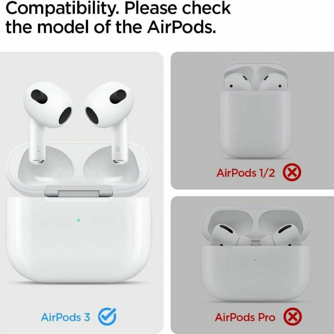 AirPods 第3世代 ケース シリコン カラビナ 耐衝撃 傷防止 グリーン スマホ/家電/カメラのオーディオ機器(ヘッドフォン/イヤフォン)の商品写真