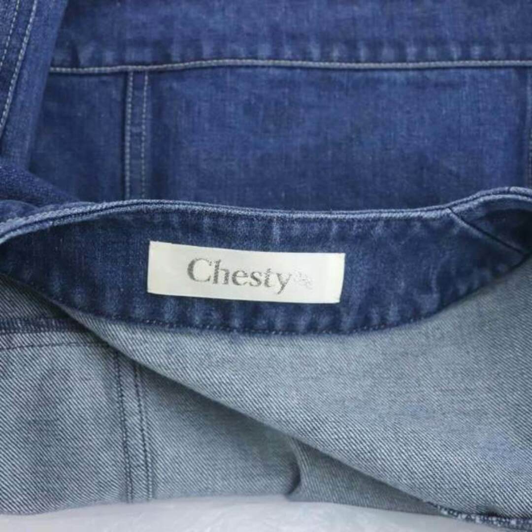 Chesty - チェスティ フラワー デニム ジャケット ノーカラー パール Chesty - チェスティ フラワー デニム ジャケット ノーカラー パール