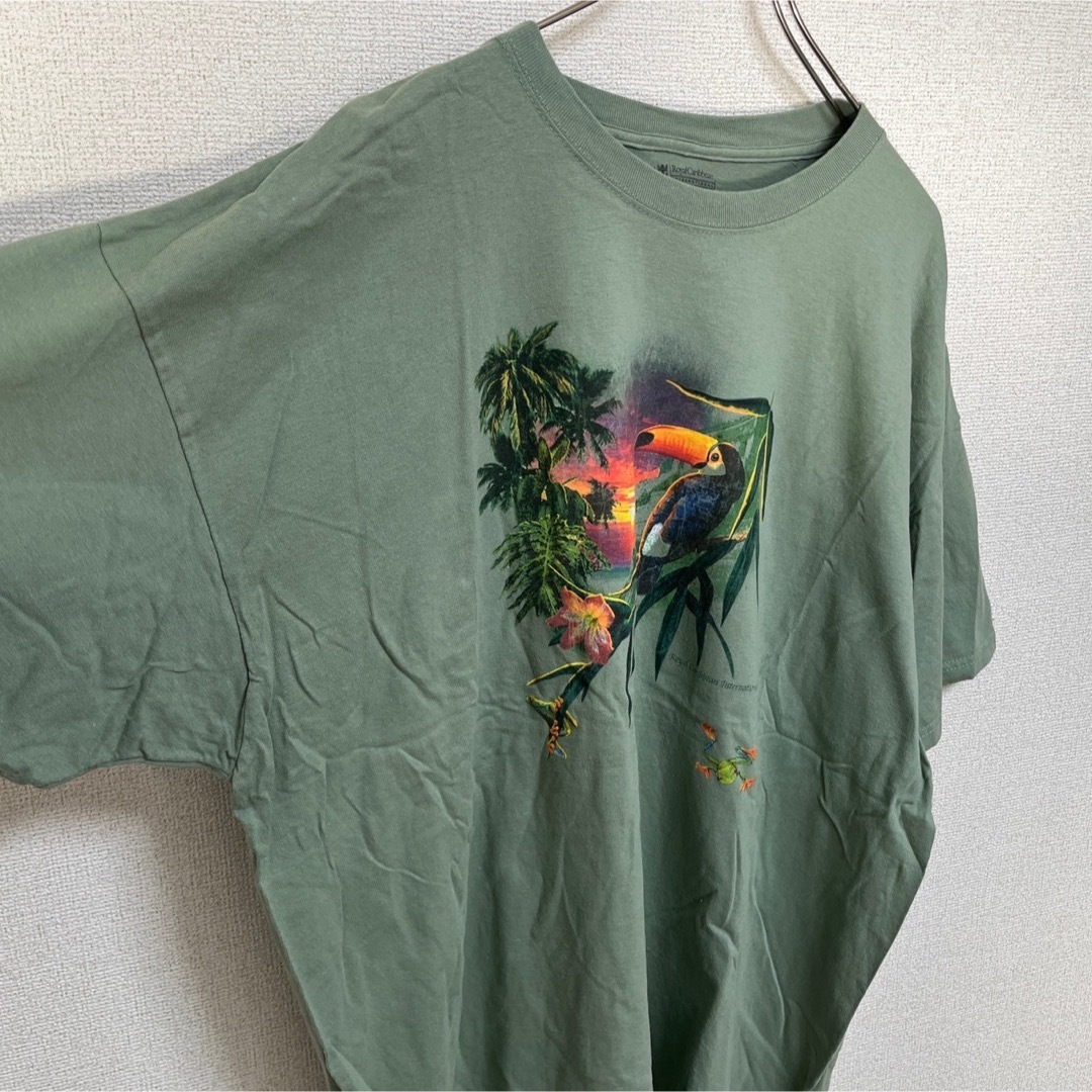 【アニマル】半袖Tシャツ　オニオオハシ　は虫類　カエル　モスグリーン47 メンズのトップス(Tシャツ/カットソー(半袖/袖なし))の商品写真