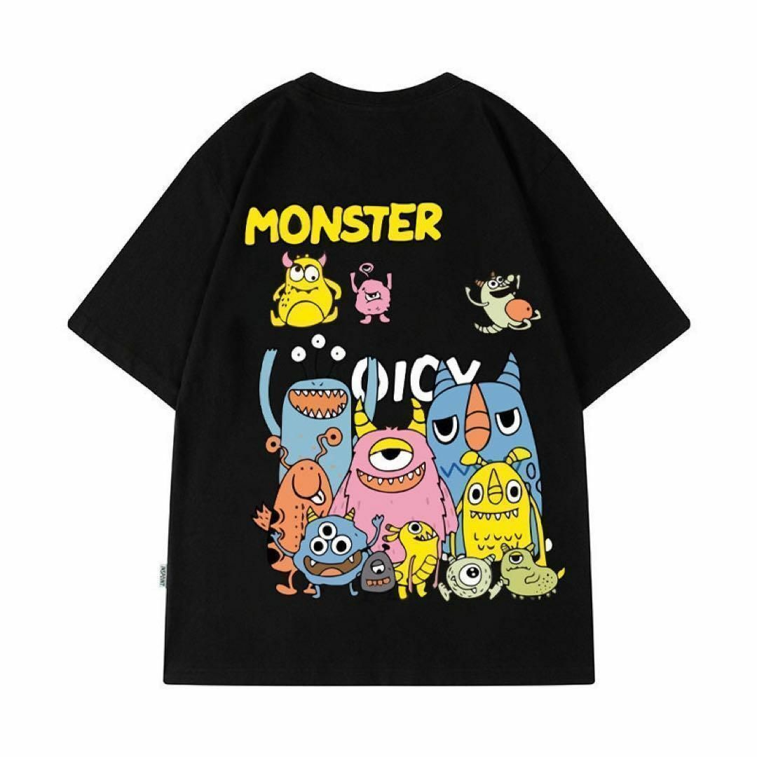 XXL メンズ オーバーサイズ Tシャツ モンスター ストリート 黒 メンズのトップス(Tシャツ/カットソー(半袖/袖なし))の商品写真