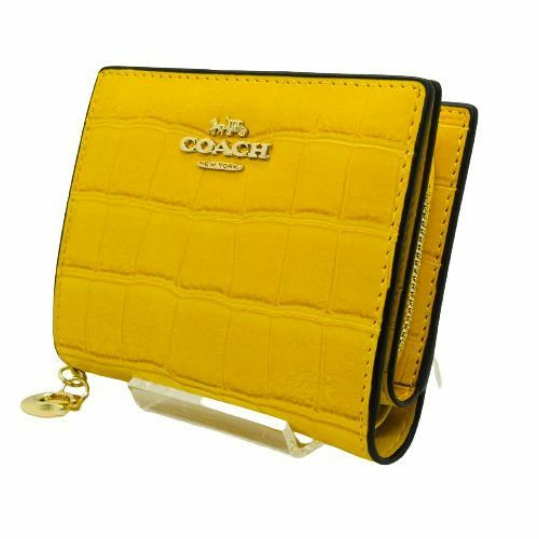 COACH(コーチ)の✨【新品未使用】COACH 折り財布 クロコ型押し イエロー✨【匿名配送】 レディースのファッション小物(財布)の商品写真