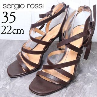 Sergio Rossi - 【美品】セルジオロッシ 22 レザー リボン ベルト サンダル ブラウン