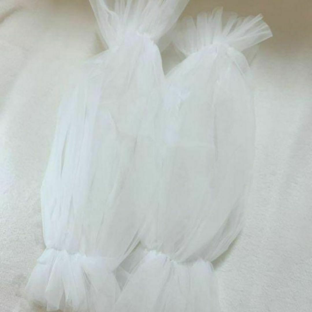 【新品】ウェディング パフスリーブ 取り外し袖 結婚式 ホワイト 花嫁 チュール レディースのフォーマル/ドレス(その他ドレス)の商品写真
