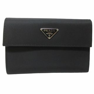 プラダ(PRADA)のプラダ PRADA タグ付き 三つ折り財布 ロゴ 三角プレート M510 黒(折り財布)