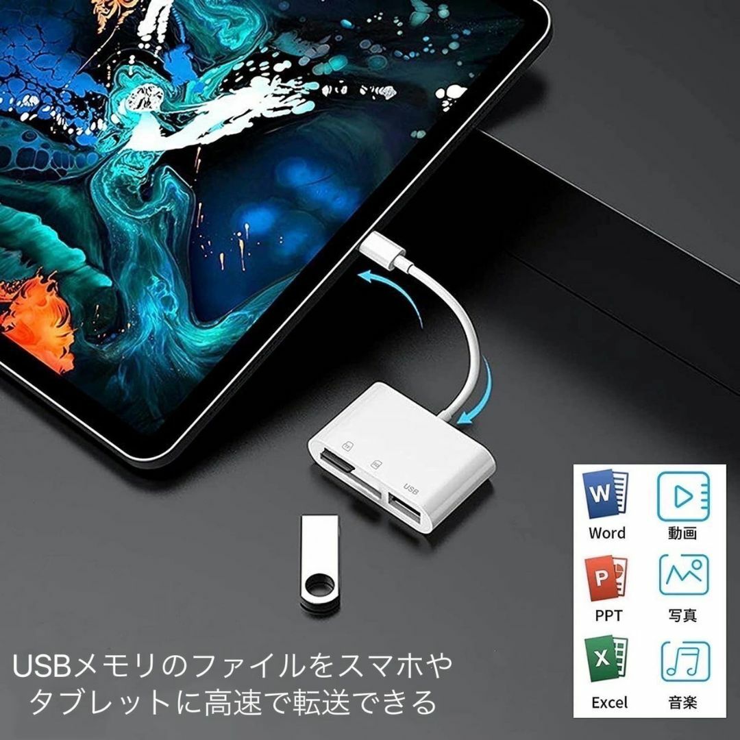 USB Type-C ハブ 3in1 USB3.0 SDカードリーダー 変換 スマホ/家電/カメラのPC/タブレット(PC周辺機器)の商品写真