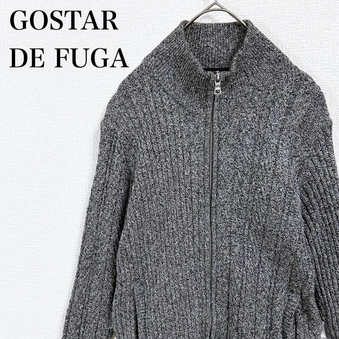 ■GOSTAR DE FUGA ジップアップ デザインリブニット グレー 44 レディースのトップス(その他)の商品写真